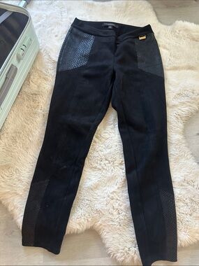 Black Skinny Ponte Jeans with Textured Panel Accents